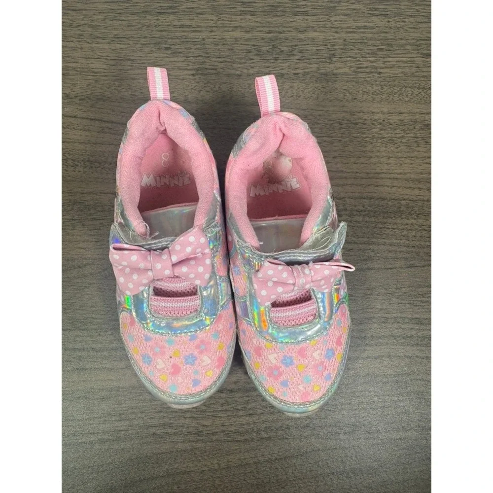 Disney Minnie Mouse Toddler Girls Pink‎ Light-Up Sneakers Size 8